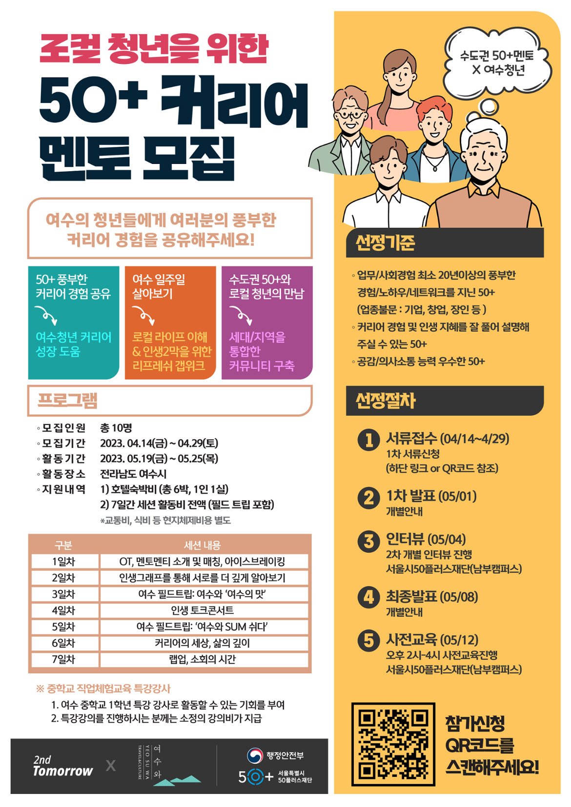 서울시 50플러스포털 | [50+포털][세컨드투모로우] 로컬 청년을 위한 50+커리어멘토 모집 [세컨드투모로우] 로컬 청년을 위한 50+커리어멘토 모집