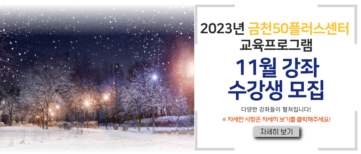 금천50플러스센터 11~12월 정규 강좌 수강생 모집